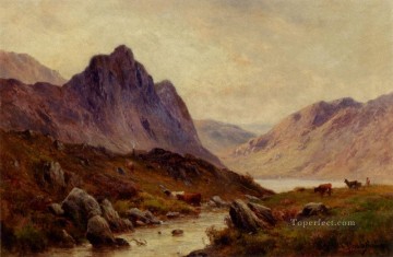 Falcon Craig Derwentwater landscape Alfred de Breanski Snr Mountain Oil Paintings